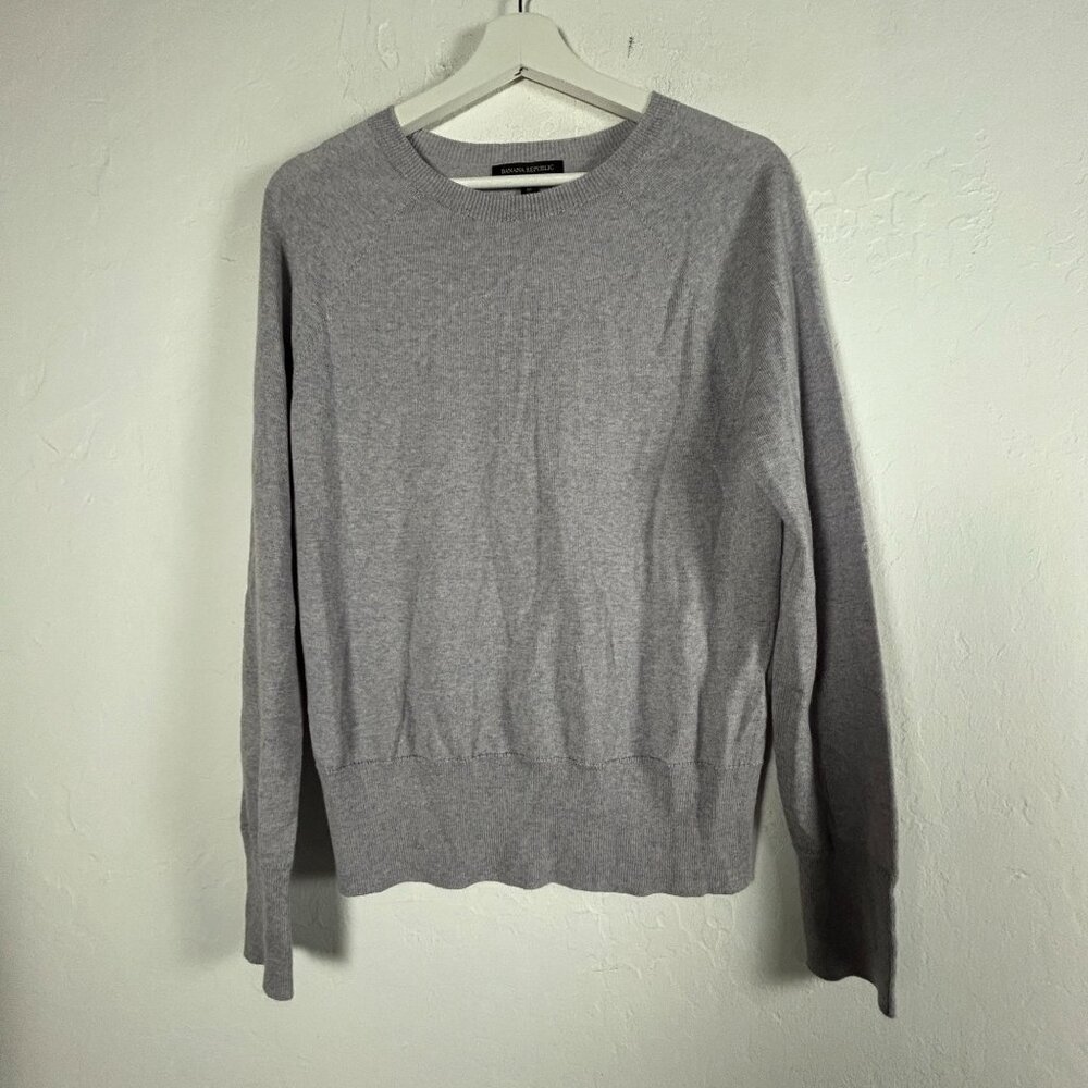 Banana Republic Mens Grey Merino Wool Knit Crew Neck Sweater Medium Pullover New